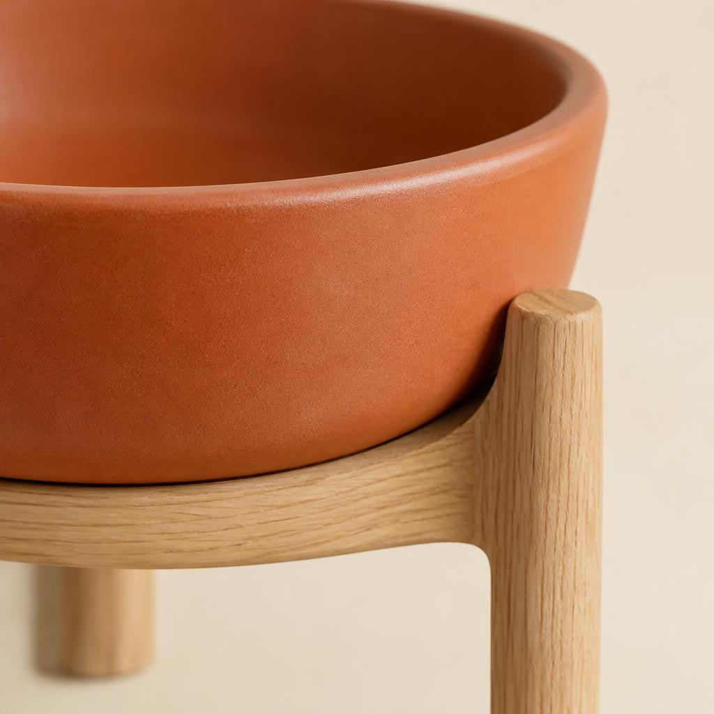 Comedero Terra para gato — detalle de materiales — Mora & Bigotes