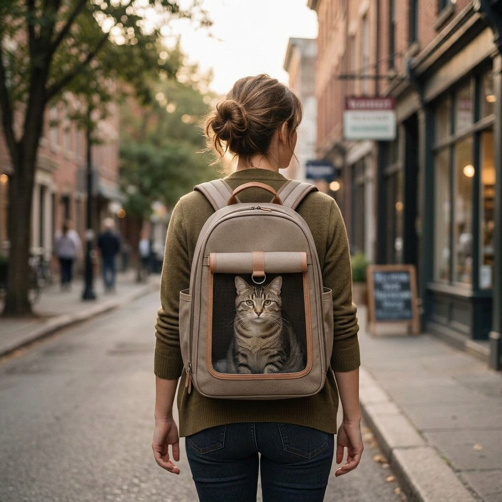 Mochila de Traslado Viaje para gato — en uso — Mora & Bigotes