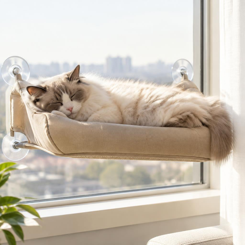Hamaca Sol para gato — en uso — Mora & Bigotes