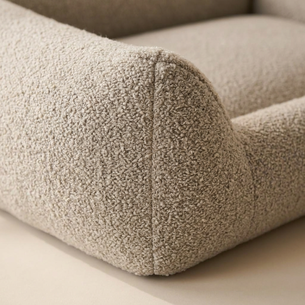 Cama Siena para perro — detalle de materiales — Mora & Bigotes