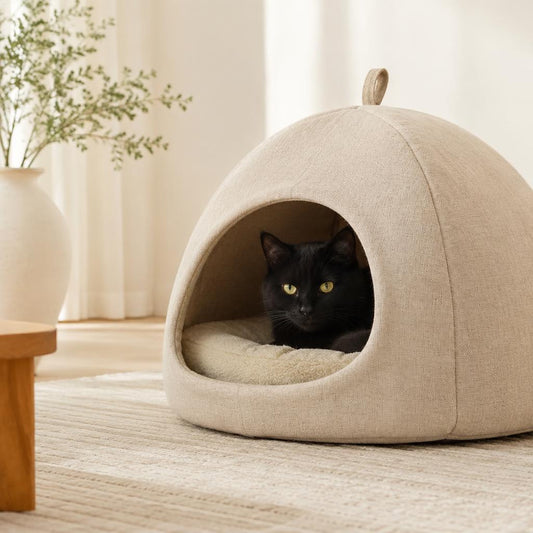 Cueva Lino para gato — en uso — Mora & Bigotes