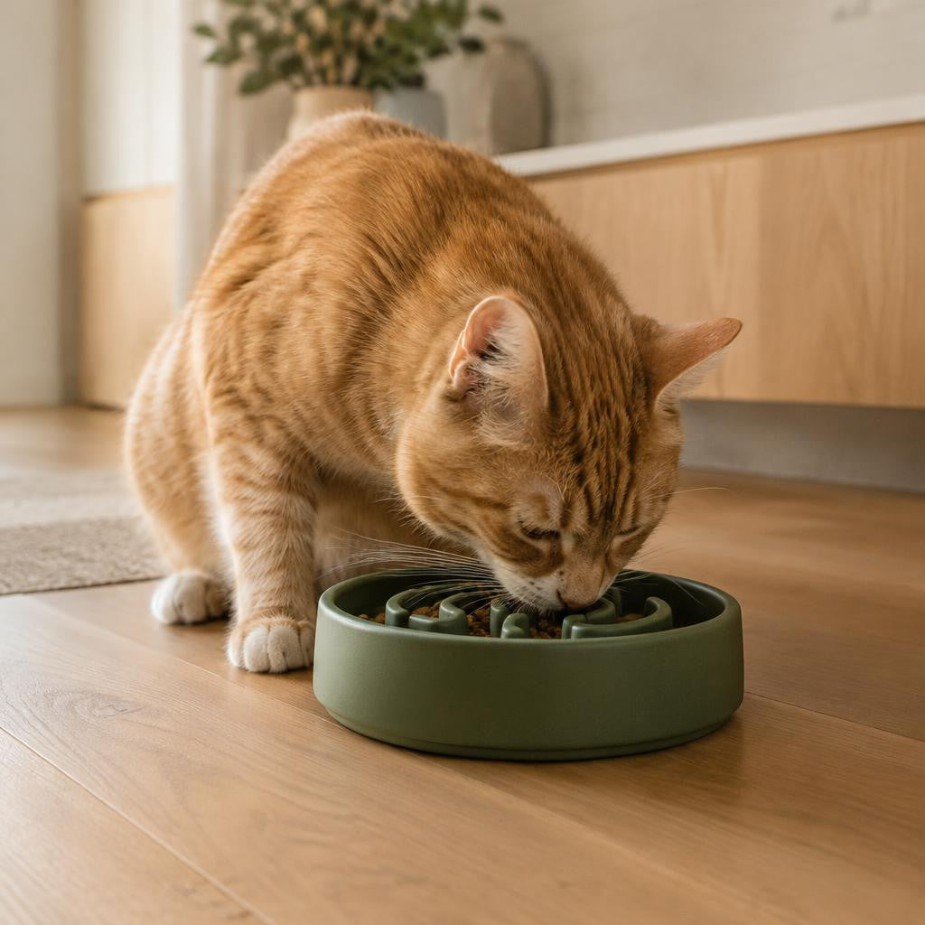 Comedero Musgo para gato — en uso — Mora & Bigotes