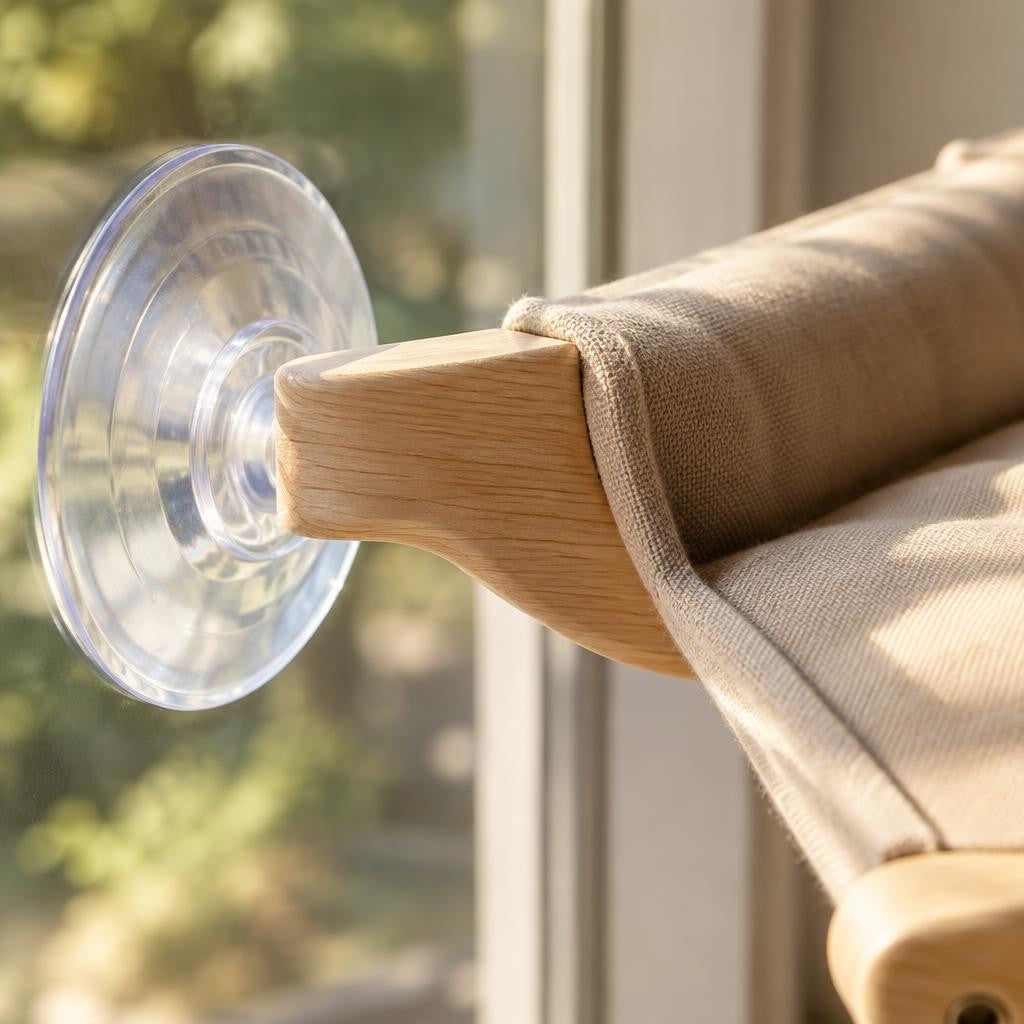 Hamaca Sol para gato — detalle de materiales — Mora & Bigotes