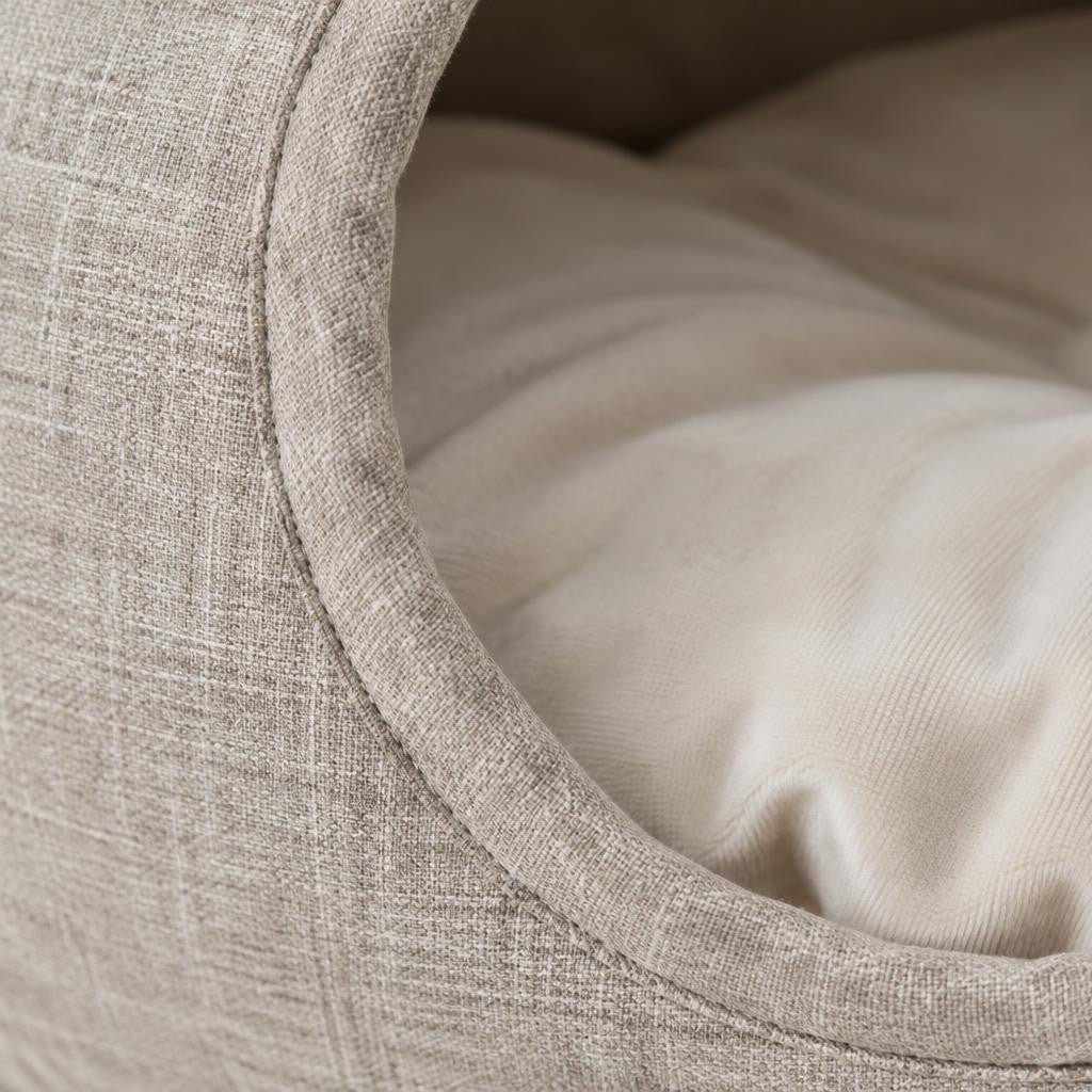 Cueva Lino para gato — detalle de materiales — Mora & Bigotes